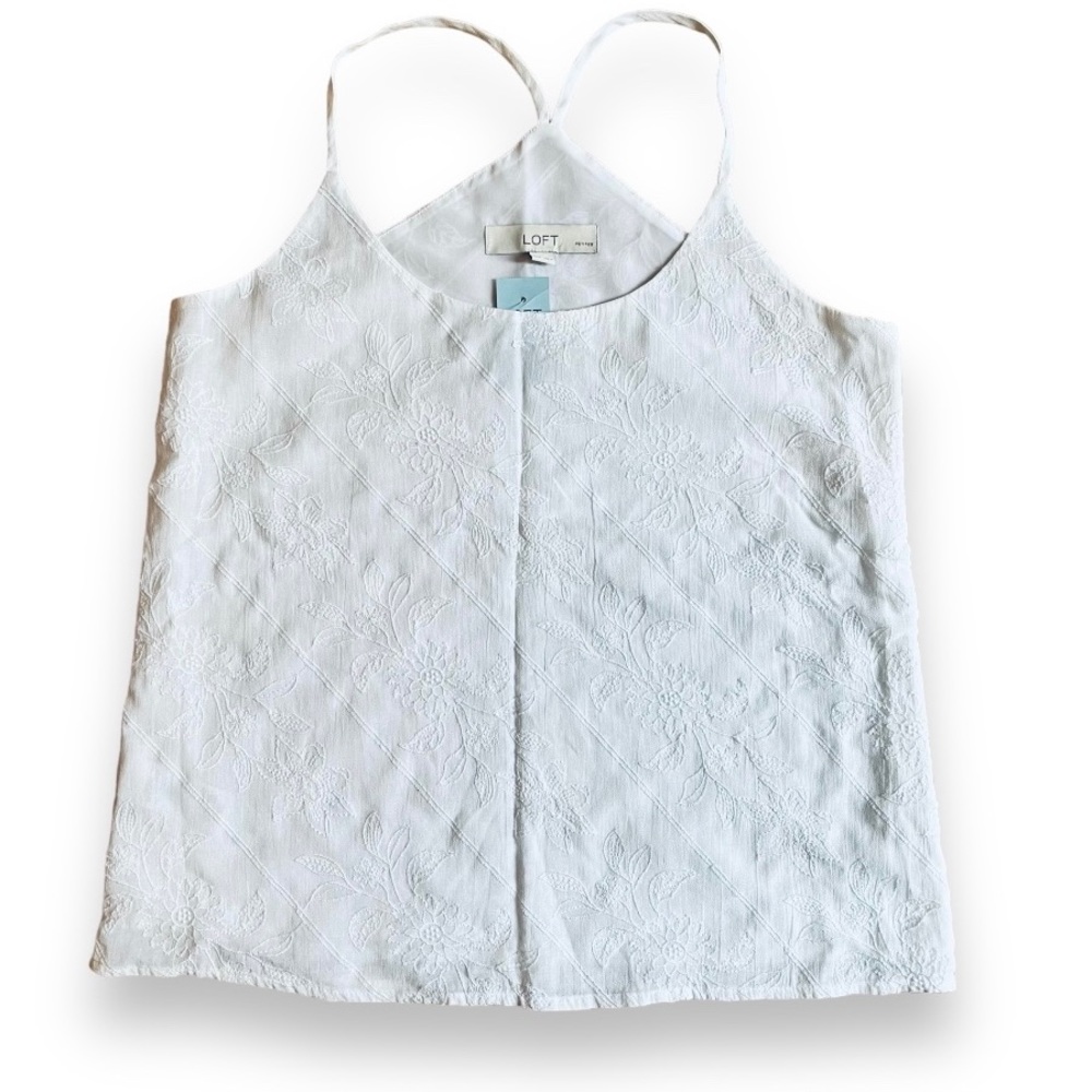 Loft Petite White Embroidered Cami